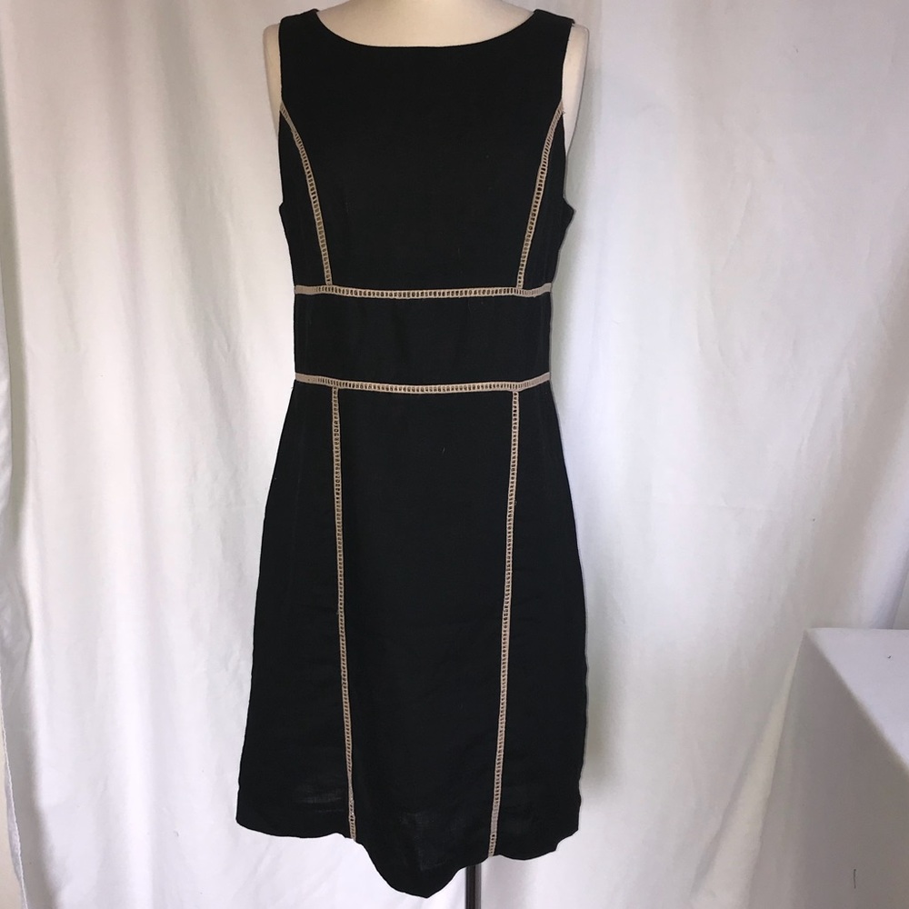 Kenar 100% linen black & tan dress